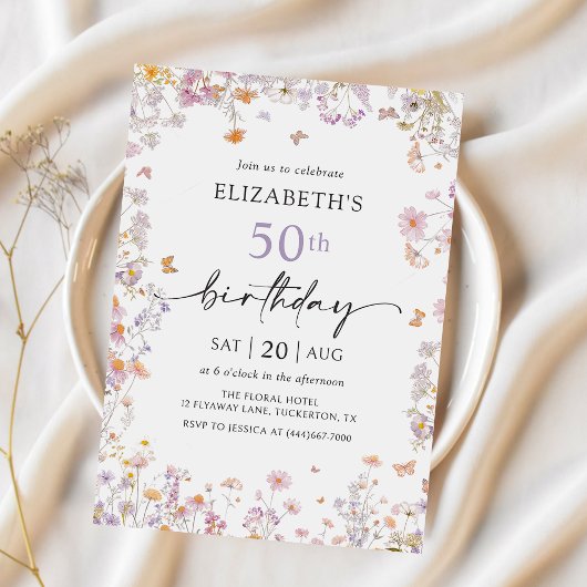 Wildflower Garden 50e verjaardag uitnodiging