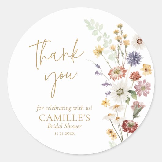 Wildflower Garden Bedankt Ronde Sticker (Voorkant)
