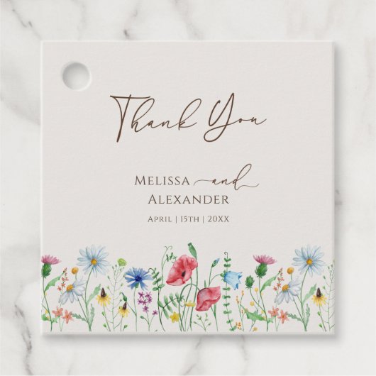Wildflower Garden Beige Wedding Dank u Bedankjes Labels (Voorkant)