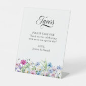 Wildflower Garden  Bloemen bruiloft gunsten Reclamebord Met Voetstuk (Voorkant)