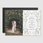 Wildflower Garden bloemenkrans Bewaar de datum Magnetische Uitnodiging (Voorkant / Achterkant)