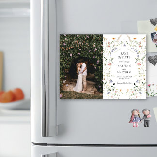 Wildflower Garden bloemenkrans Bewaar de datum Magnetische Uitnodiging