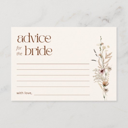 Wildflower Garden Blooms Advies voor de bruid Informatiekaartje (Voorkant)