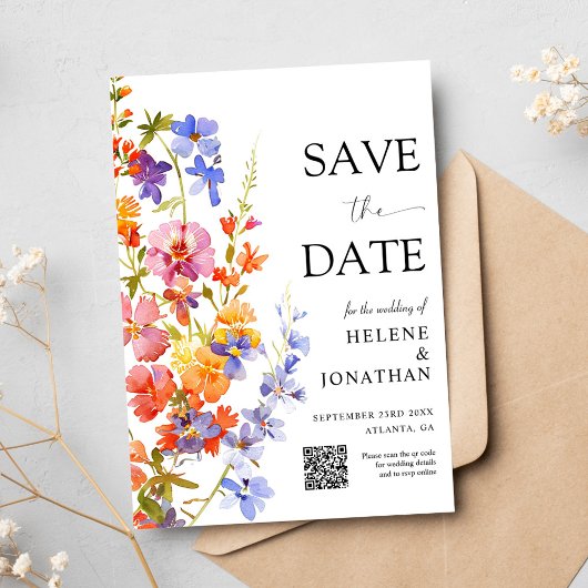 Wildflower Garden Boho Floral Elegante bruiloft Save The Date