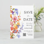 Wildflower Garden Boho Floral Elegante bruiloft Save The Date (Staand voorkant)