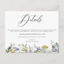 Wildflower Garden Boho Wedding Details Card