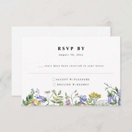 Wildflower Garden Boho Wedding RSVP-kaart Informatiekaartje (Voorkant / Achterkant)