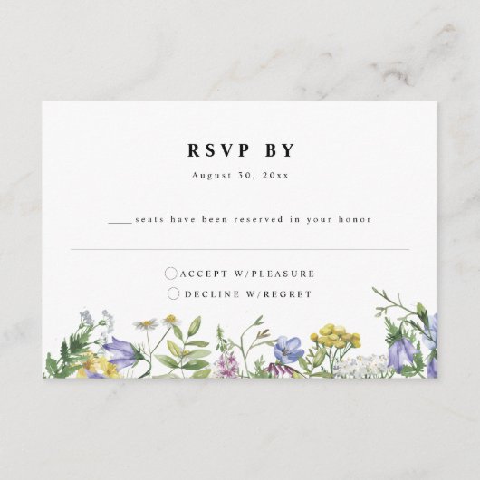Wildflower Garden Boho Wedding RSVP-kaart Informatiekaartje