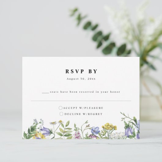 Wildflower Garden Boho Wedding RSVP-kaart Informatiekaartje (Staand voorkant)