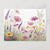 Wildflower Garden Briefkaart – Roze, Geel & Paarse (Voorkant)