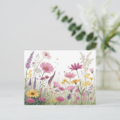 Wildflower Garden Briefkaart – Roze, Geel & Paarse (Staand voorkant)