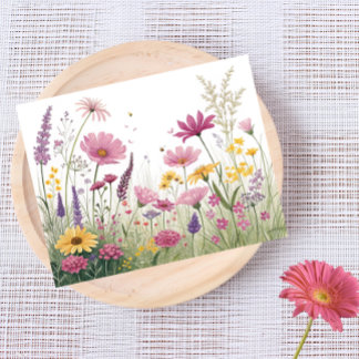 Wildflower Garden Briefkaart – Roze, Geel & Paarse