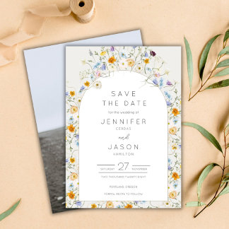 Wildflower Garden bruiloft foto Save The Date