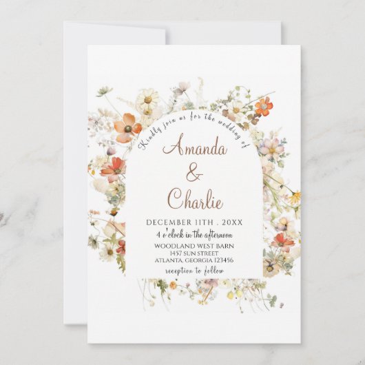 Wildflower Garden bruiloft uitnodiging (Voorkant)