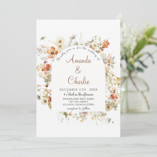 Wildflower Garden bruiloft uitnodiging (Staand voorkant)