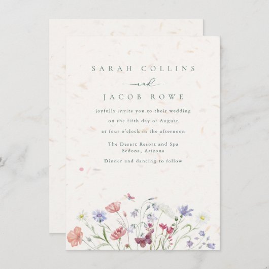 Wildflower Garden bruiloft uitnodiging (Voorkant / Achterkant)