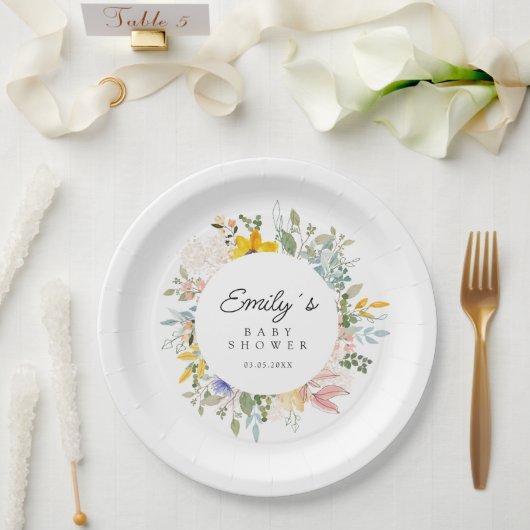 Wildflower Garden Charm | Baby Shower Papieren Bordje (Huwelijk)