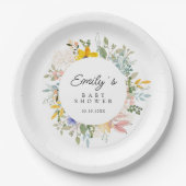 Wildflower Garden Charm | Baby Shower Papieren Bordje (Voorkant)
