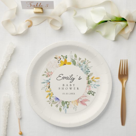 Wildflower Garden Charm | Baby Shower Papieren Bordje (Huwelijk)