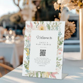 Wildflower Garden Charm Baby shower QR-code Reclamebord Met Voetstuk