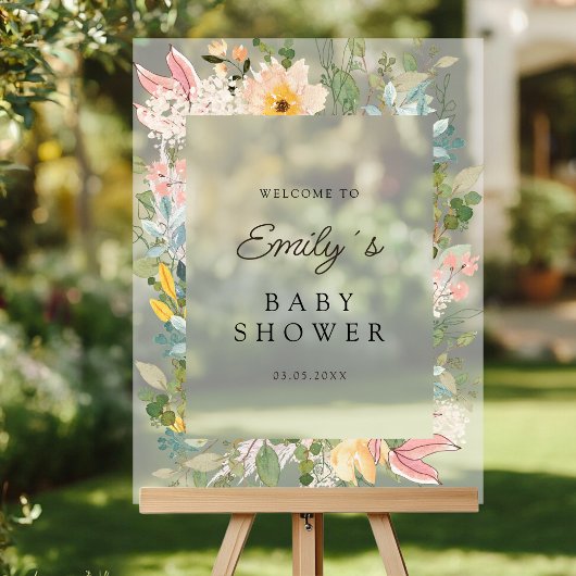 Wildflower Garden Charm | Baby shower Welkom Acryl Bord