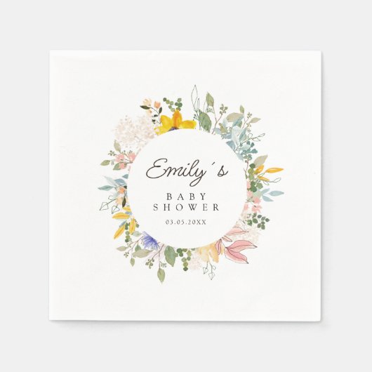 Wildflower Garden Charm | Baby shower Welkom Servet (Voorkant)