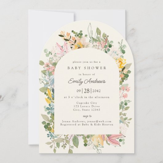 Wildflower Garden Charm | uitnodiging tot baby sho (Voorkant)