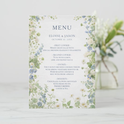 Wildflower Garden Chic Wedding Menu (Staand voorkant)