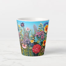 Wildflower Garden Coffee Mok – Bright Blue Sky De
