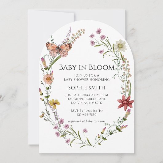 Wildflower Garden Een Baby shower in bloei Kaart (Voorkant)