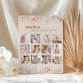 Wildflower Garden Eerste jaar Foto Milestone Sign Poster