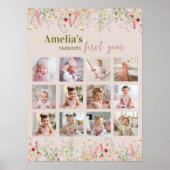 Wildflower Garden Eerste jaar Foto Milestone Sign Poster (Voorkant)