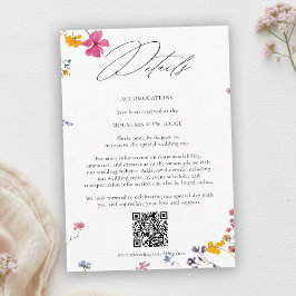 Wildflower Garden Elegant QR Code Wedding Details Informatiekaartje