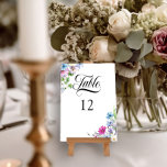 Wildflower Garden Elegante bloemenbruiloft Kaart<br><div class="desc">Wildflower trouwtafel nummerkaart met waterverf bloemstukken en elegante typografie. Waterverf bloemontwerp met wilde bloemen en groen in tinten van roze blauw maagdenpalm lavendelgroen en magenta. Modern, levendig en kleurrijk dit botanische bloementuinontwerp heeft de charme en romance van een boheemse wilde bloemenweide. Perfect voor een rustieke boho bruiloft, tuinfeest thema en...</div>