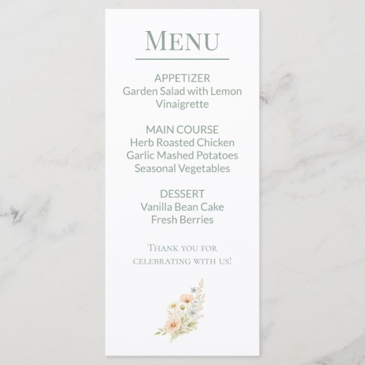 Wildflower Garden Event Menu (Voorkant)