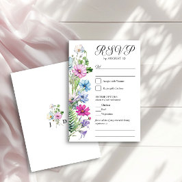 Wildflower Garden Floral Bruiloft en Entree optie RSVP Kaartje