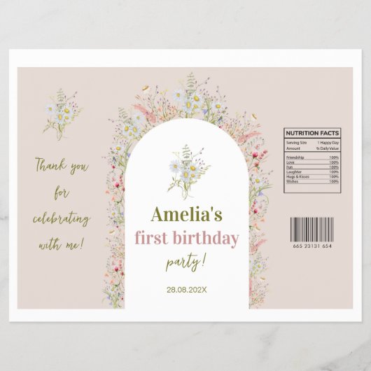 Wildflower Garden Girl Verjaardag Chip Bag Wrapper Flyer (Voorkant)