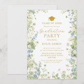 Wildflower Garden Graduation Party Invitation Kaart (Voorkant / Achterkant)