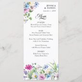 Wildflower Garden Kleurrijke Bloemen Monogram Brui Menu (Voorkant)