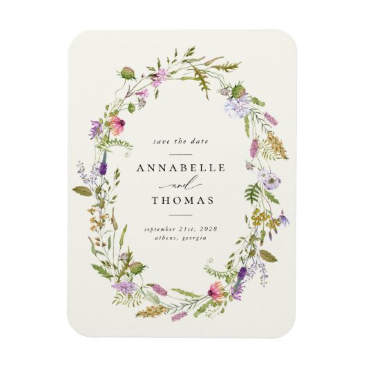 Wildflower Garden krans bruiloft Save the Date Magneet (Verticaal)