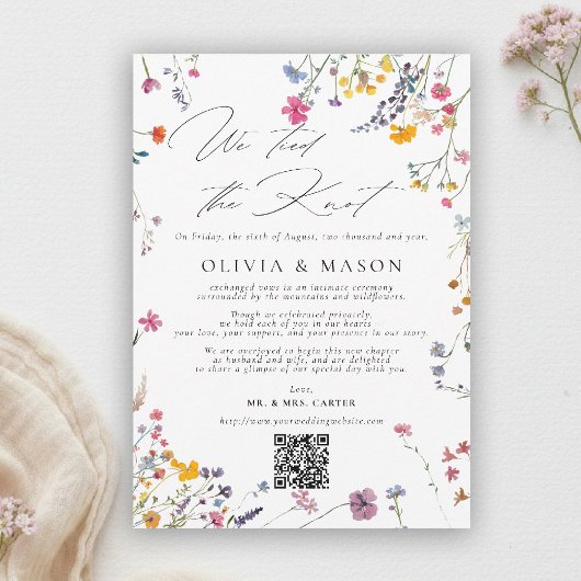 Wildflower Garden Modern Chic Wedding Announcement Kaart