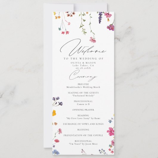Wildflower Garden Modern Elegant Wedding Program (Voorkant)