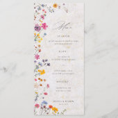Wildflower Garden Modern Floral Blush Pink Wedding Menu (Voorkant)