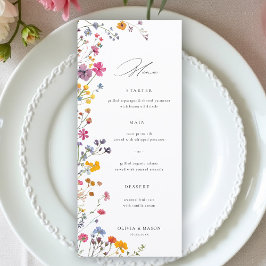 Wildflower Garden Modern Floral Elegant Wedding Menu