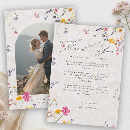 Wildflower Garden Modern Pink Blush Arch Wedding Bedankkaart
