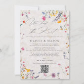Wildflower Garden Modern Pink Wedding Announcement Kaart (Voorkant)