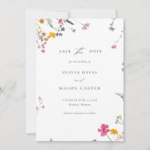 Wildflower Garden Modern Watercolor Photo Wedding Save The Date (Voorkant)