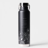 Wildflower Garden Monogram Naam Waterfles (Voorkant)