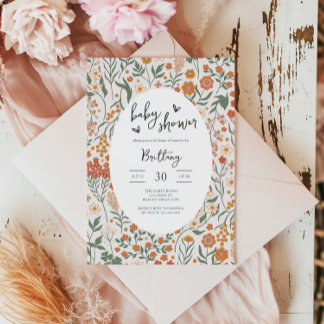 Wildflower Garden Party Genderneutraal Baby shower Kaart