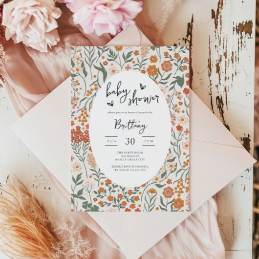 Wildflower Garden Party Genderneutraal Baby shower Kaart